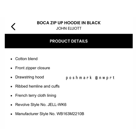 JOHN ELLIOTT Boca Zip Up Cropped Hoodie Black Jacket Sweatshirt 1 XS S Small - Picture 9 of 10